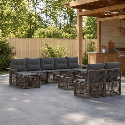 Gartensofa-set 10 stk. Grau Poly-Rattan