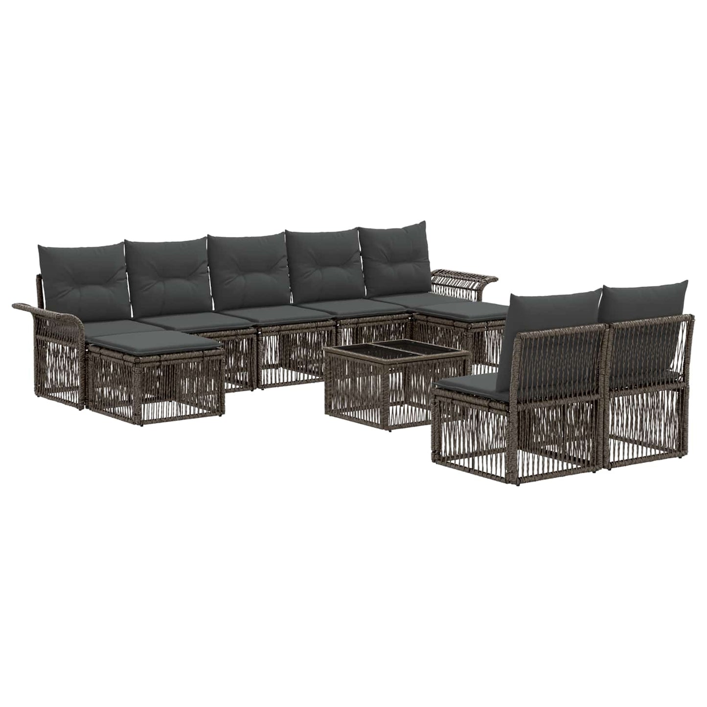 Gartensofa-set 10 stk. Grau Poly-Rattan