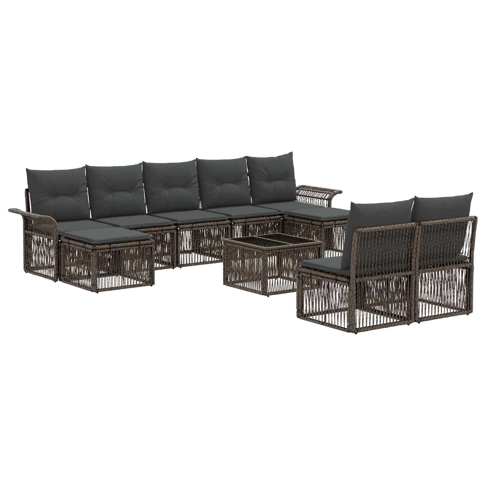 Gartensofa-set 10 stk. Grau Poly-Rattan