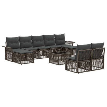 Gartensofa-set 10 stk. Grau Poly-Rattan