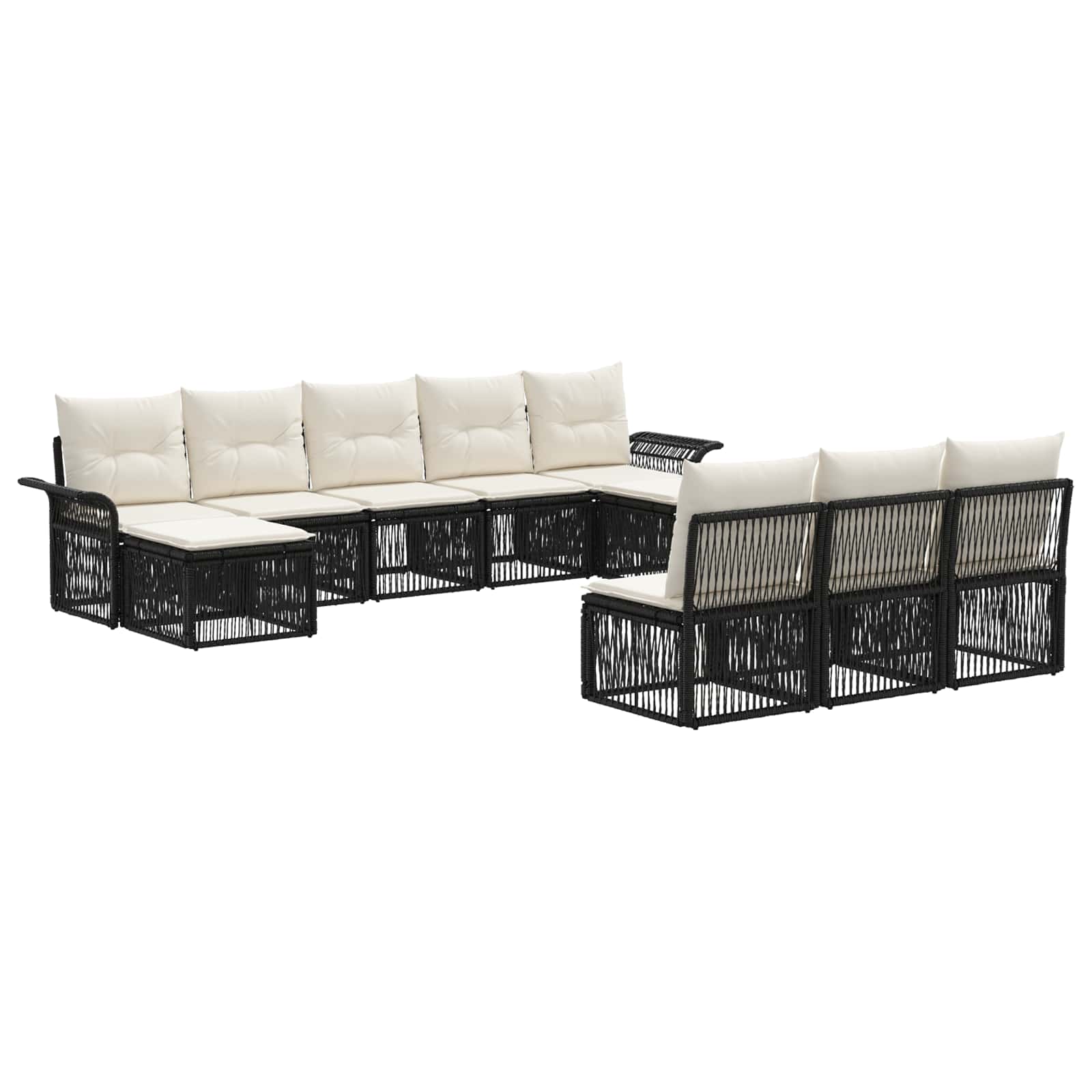 Gartensofa-set 10 pcs Schwarz Poly-Rattan