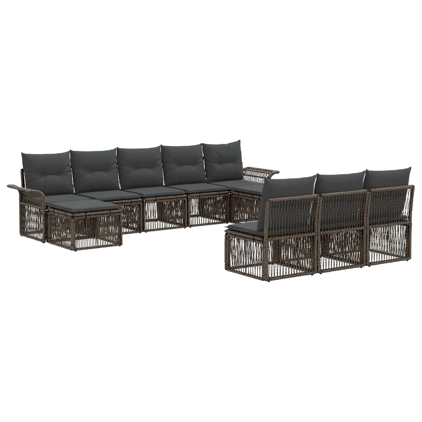 Gartensofa-set 10 stk. Grau Poly-Rattan