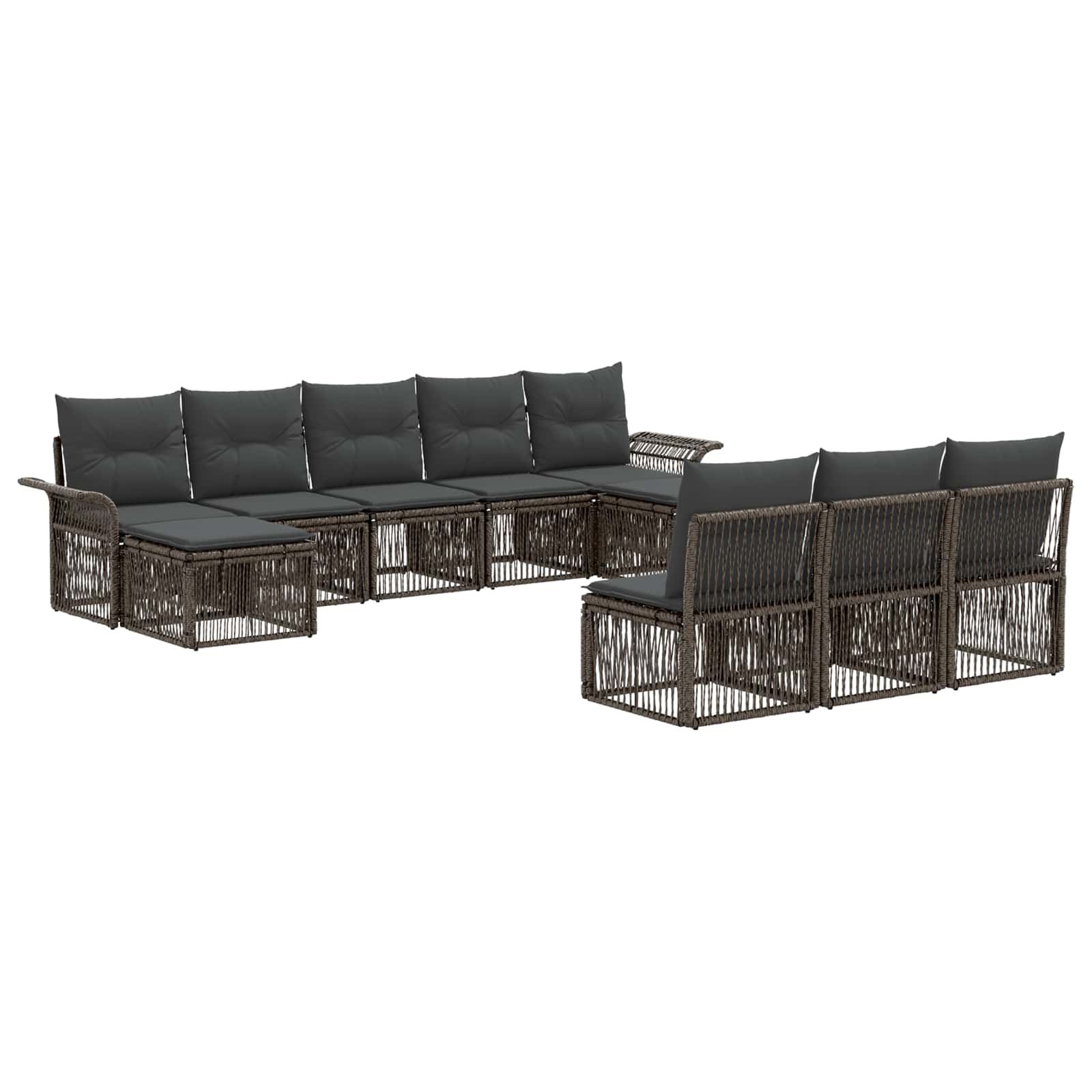 Gartensofa-set 10 stk. Grau Poly-Rattan