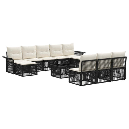 Gartensofa-set 11 stk. Schwarz Poly-Rattan