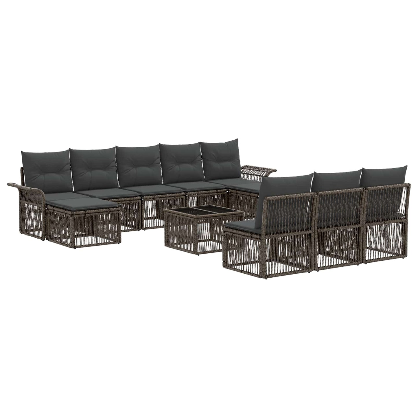 Gartensofa-set 11 stk. Grau Poly-Rattan