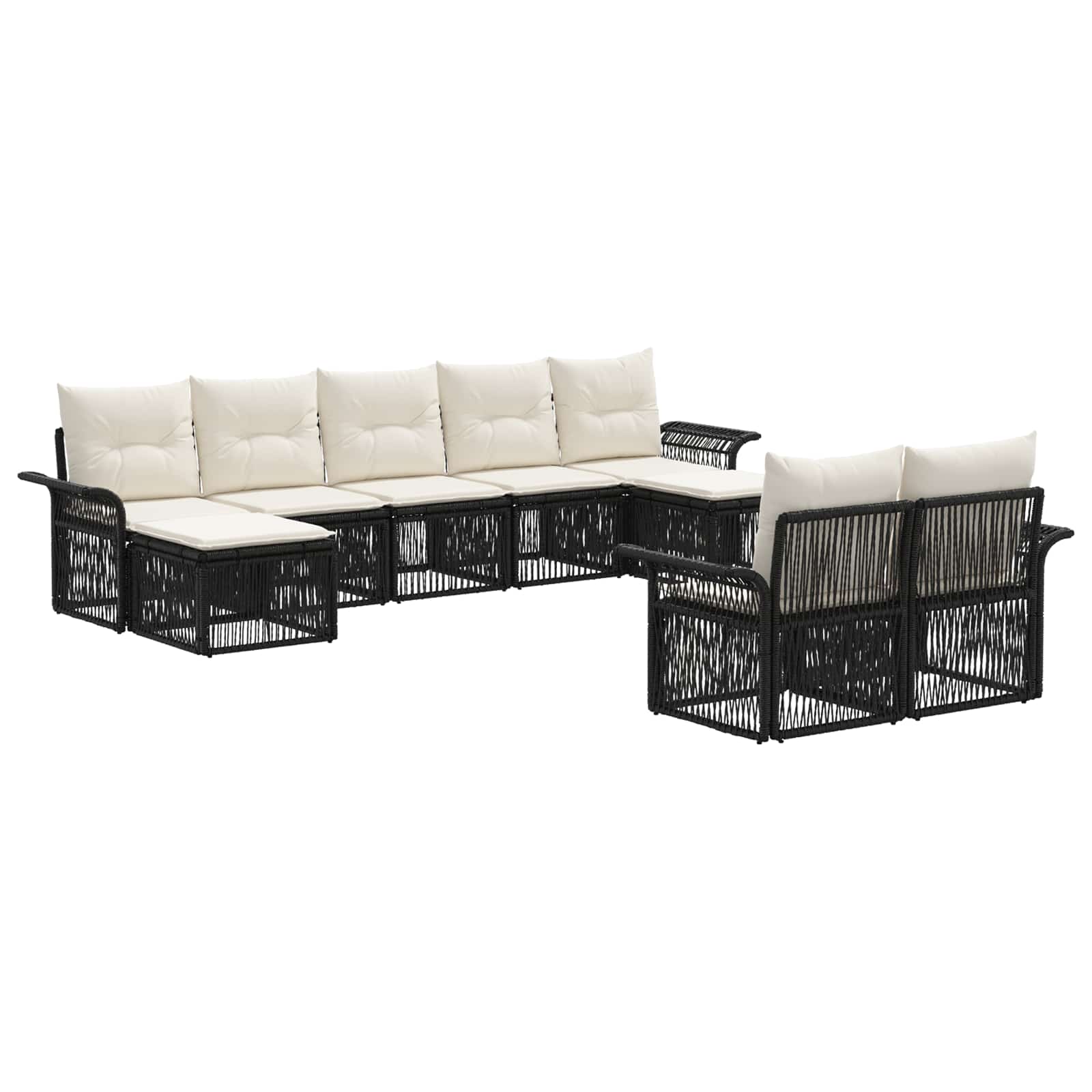 Gartensofa-set 9 stk. Schwarz Poly-Rattan