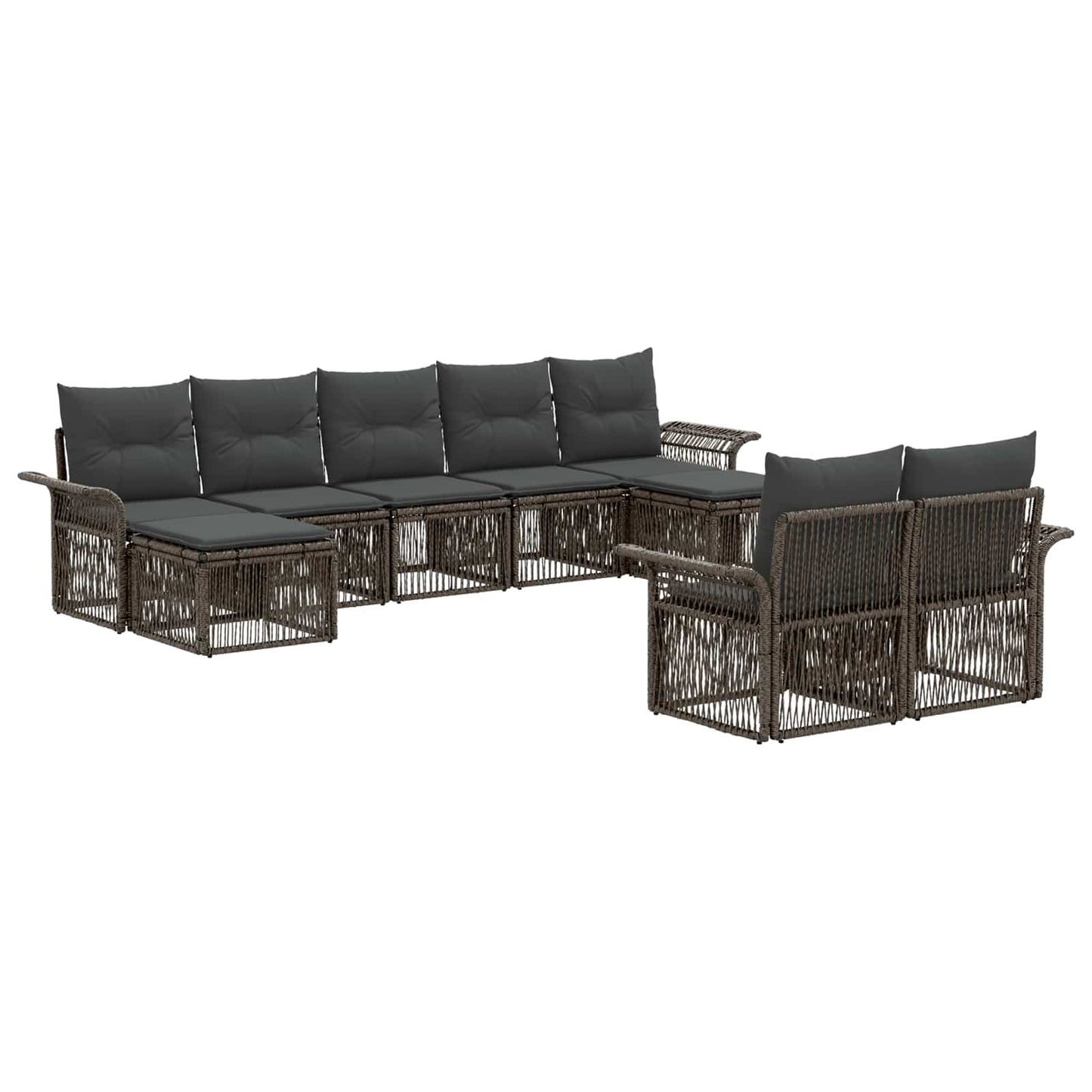 Gartensofa-set 9 stk. Grau Poly-Rattan