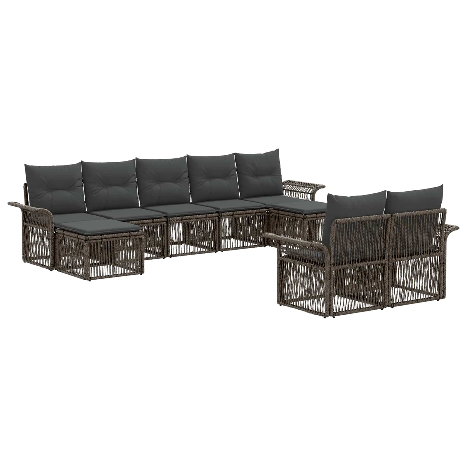 Gartensofa-set 9 stk. Grau Poly-Rattan