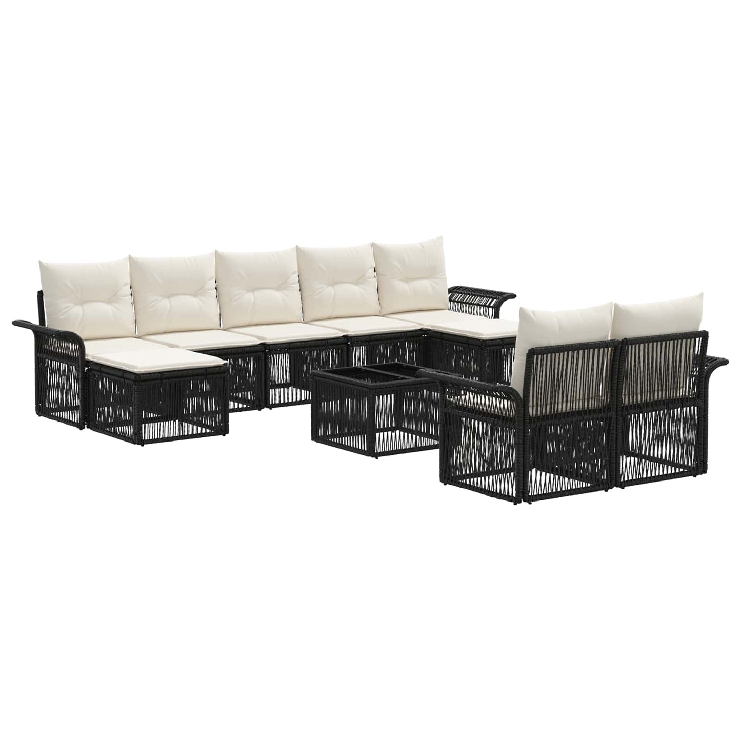 Gartensofa-set 10 pcs Schwarz Poly-Rattan