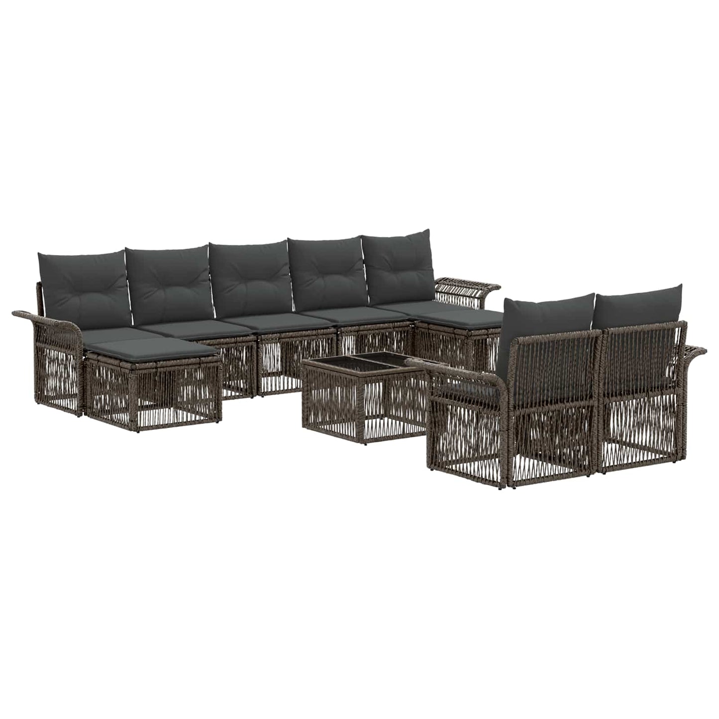 Gartensofa-set 10 stk. Grau Poly-Rattan