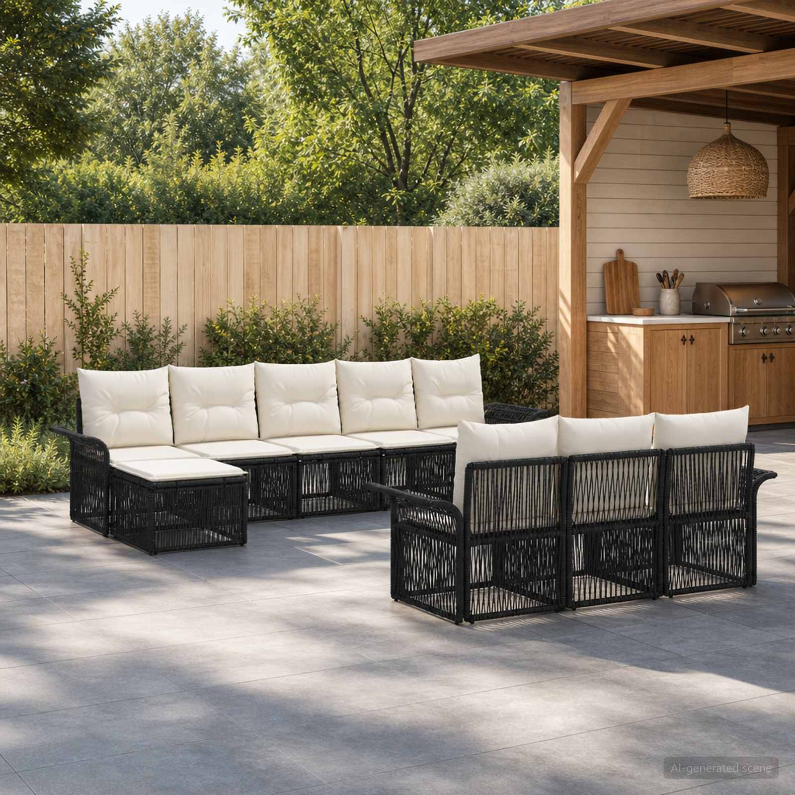 Gartensofa-set 10 pcs Schwarz Poly-Rattan
