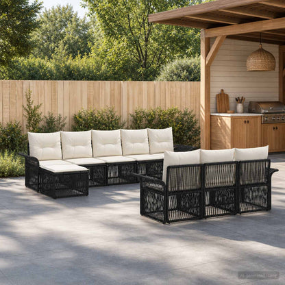 Gartensofa-set 10 stk. Schwarz Poly-Rattan