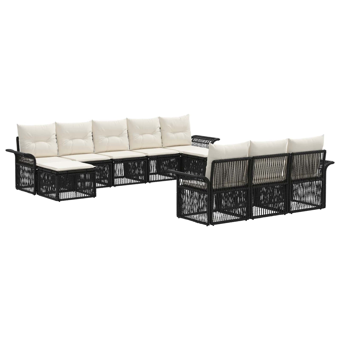 Gartensofa-set 10 pcs Schwarz Poly-Rattan