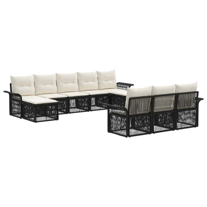 Gartensofa-set 10 stk. Schwarz Poly-Rattan