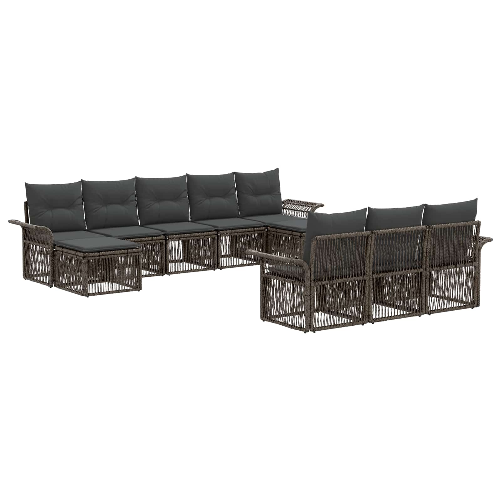 Gartensofa-set 10 stk. Grau Poly-Rattan