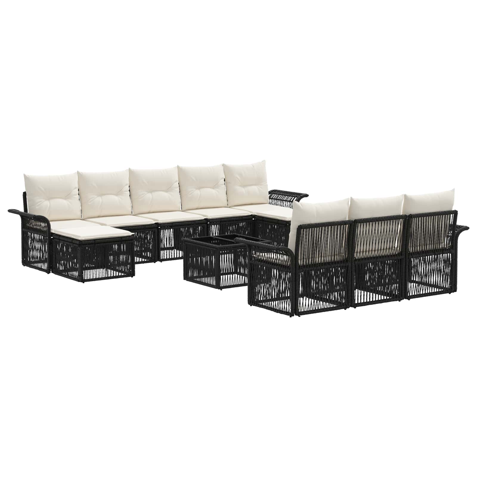Gartensofa-set 11 pcs Schwarz Poly-Rattan