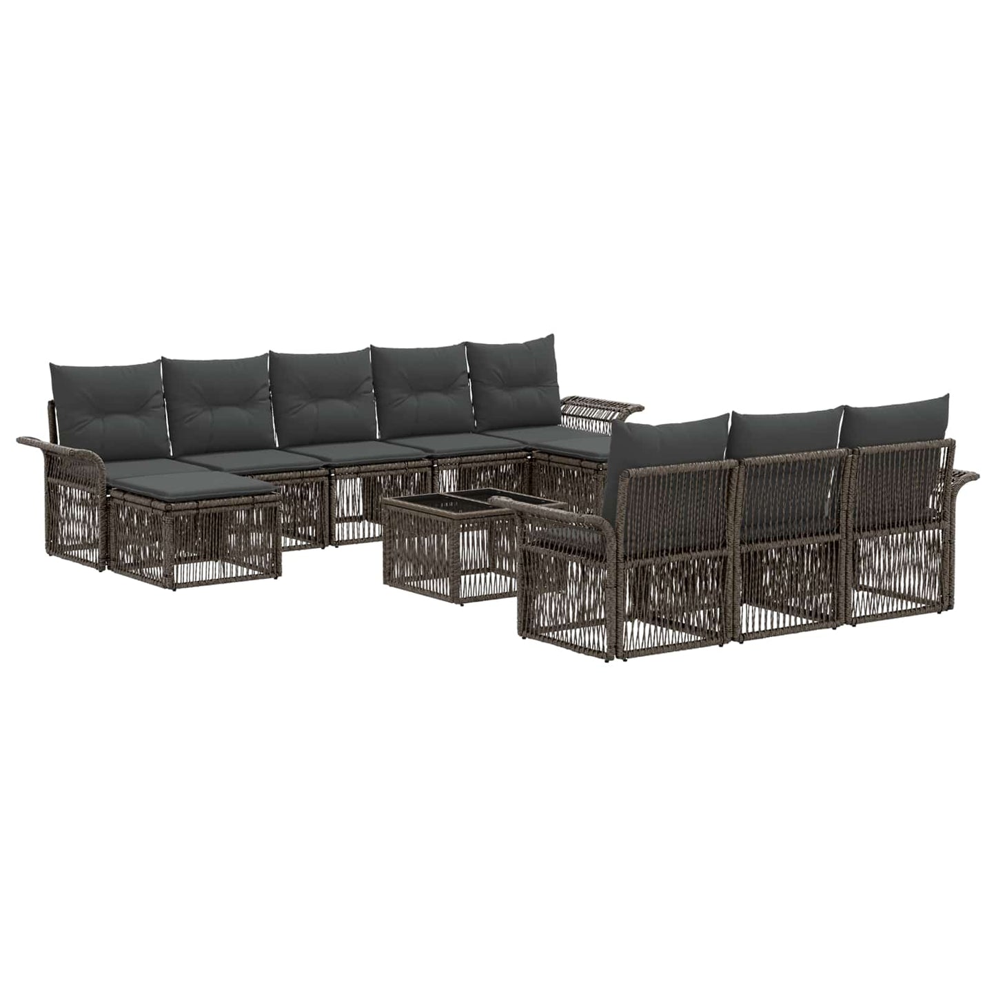 Gartensofa-set 11 stk. Grau Poly-Rattan