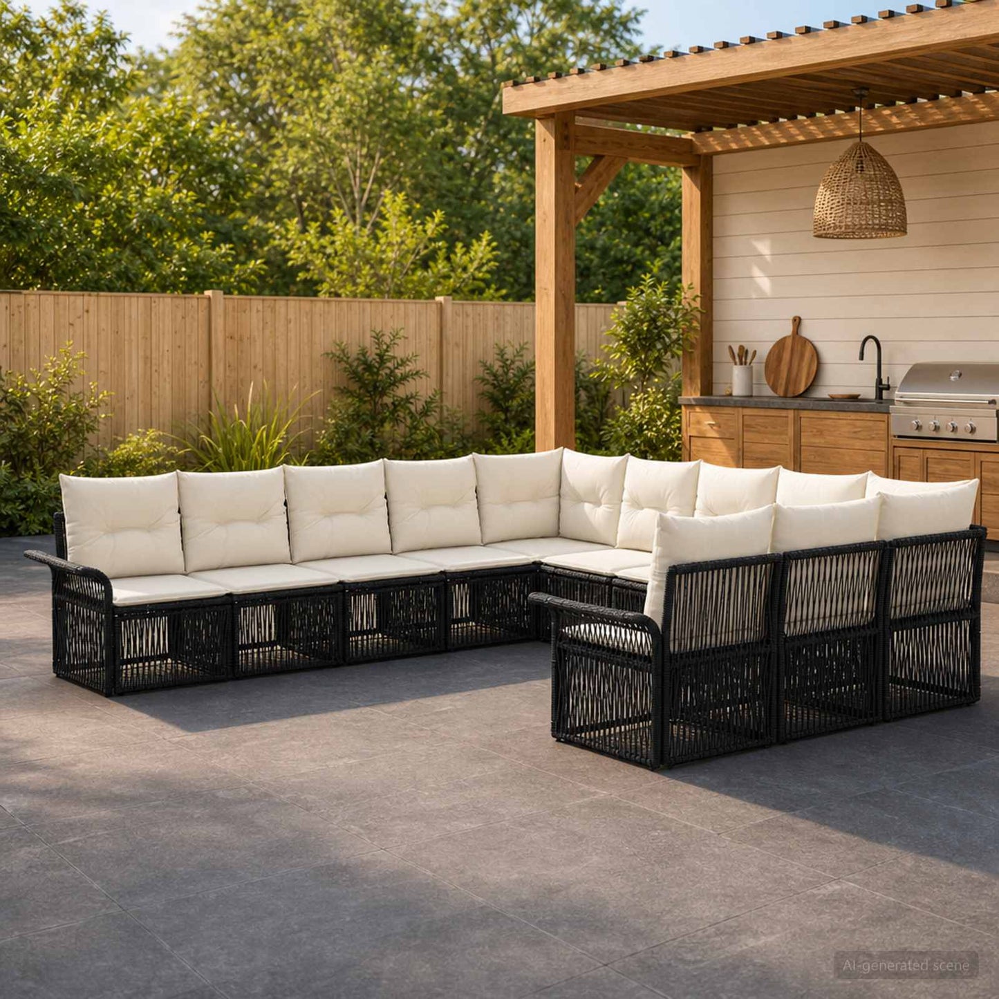 Gartensofa-set 11 stk. Schwarz Poly-Rattan