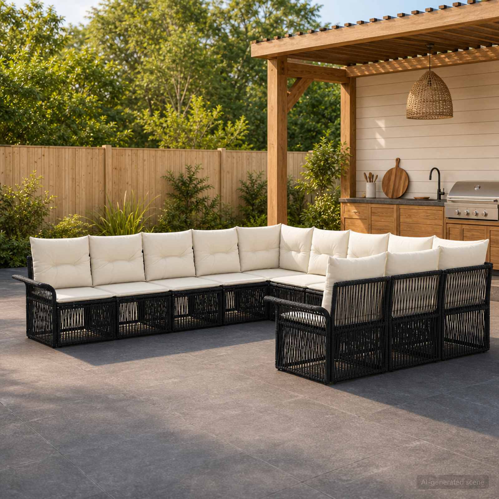 Gartensofa-set 11 stk. Schwarz Poly-Rattan