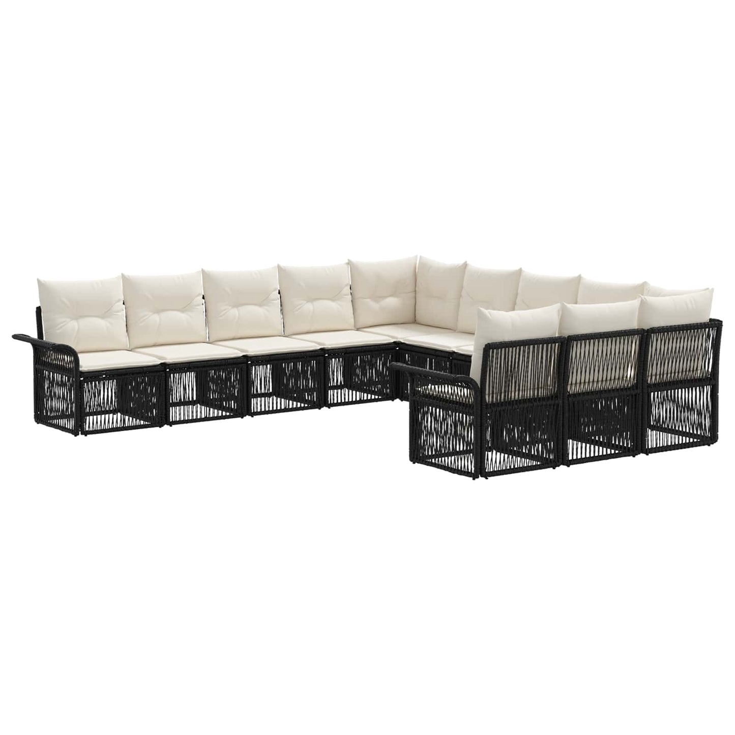 Gartensofa-set 11 stk. Schwarz Poly-Rattan