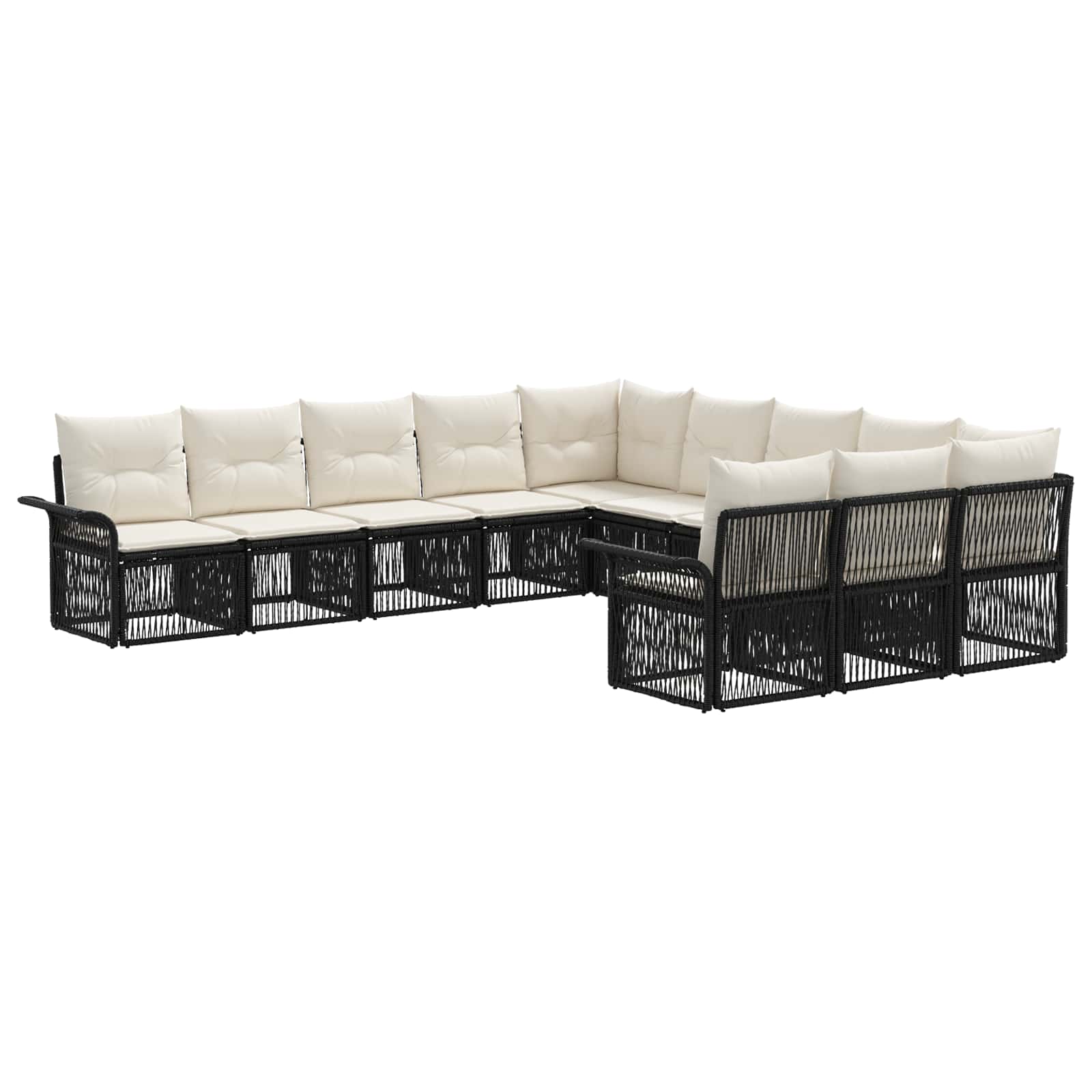 Gartensofa-set 11 stk. Schwarz Poly-Rattan