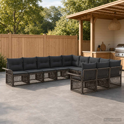 Gartensofa-set 11 stk. Grau Poly-Rattan