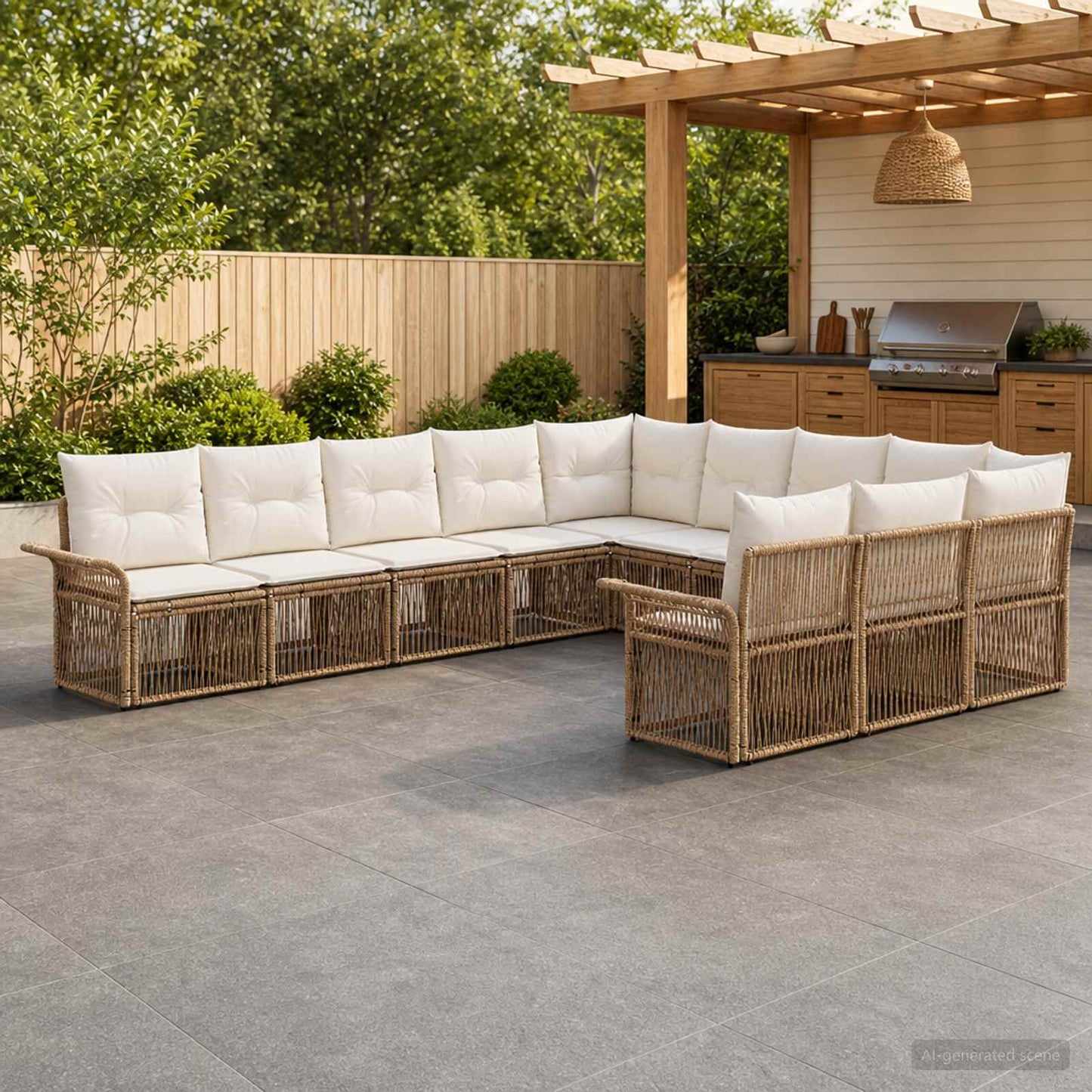 Gartensofa-set 11 pcs Beige Poly-Rattan