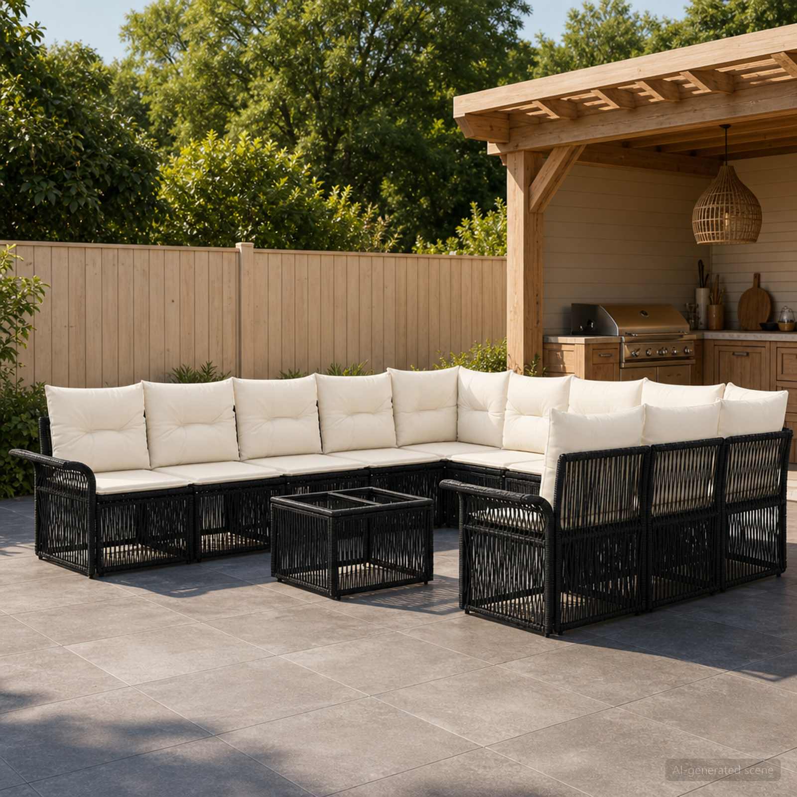 Gartensofa-set 12 stk. Schwarz Poly-Rattan