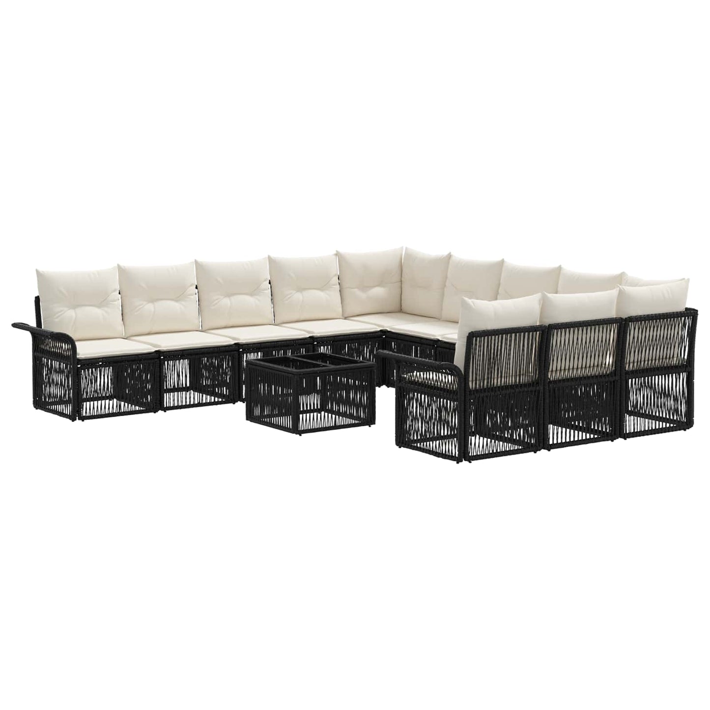Gartensofa-set 12 stk. Schwarz Poly-Rattan