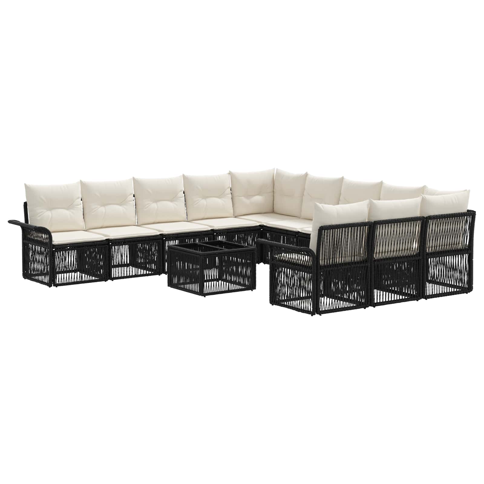 Gartensofa-set 12 stk. Schwarz Poly-Rattan