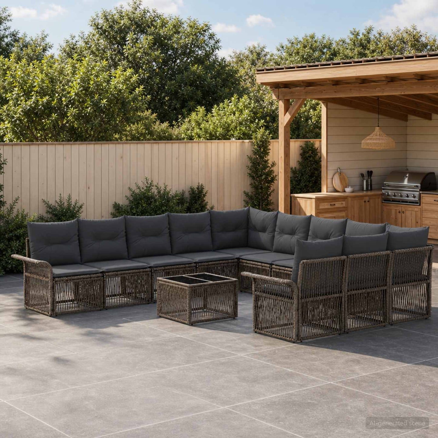 Gartensofa-set 12 stk. Grau Poly-Rattan