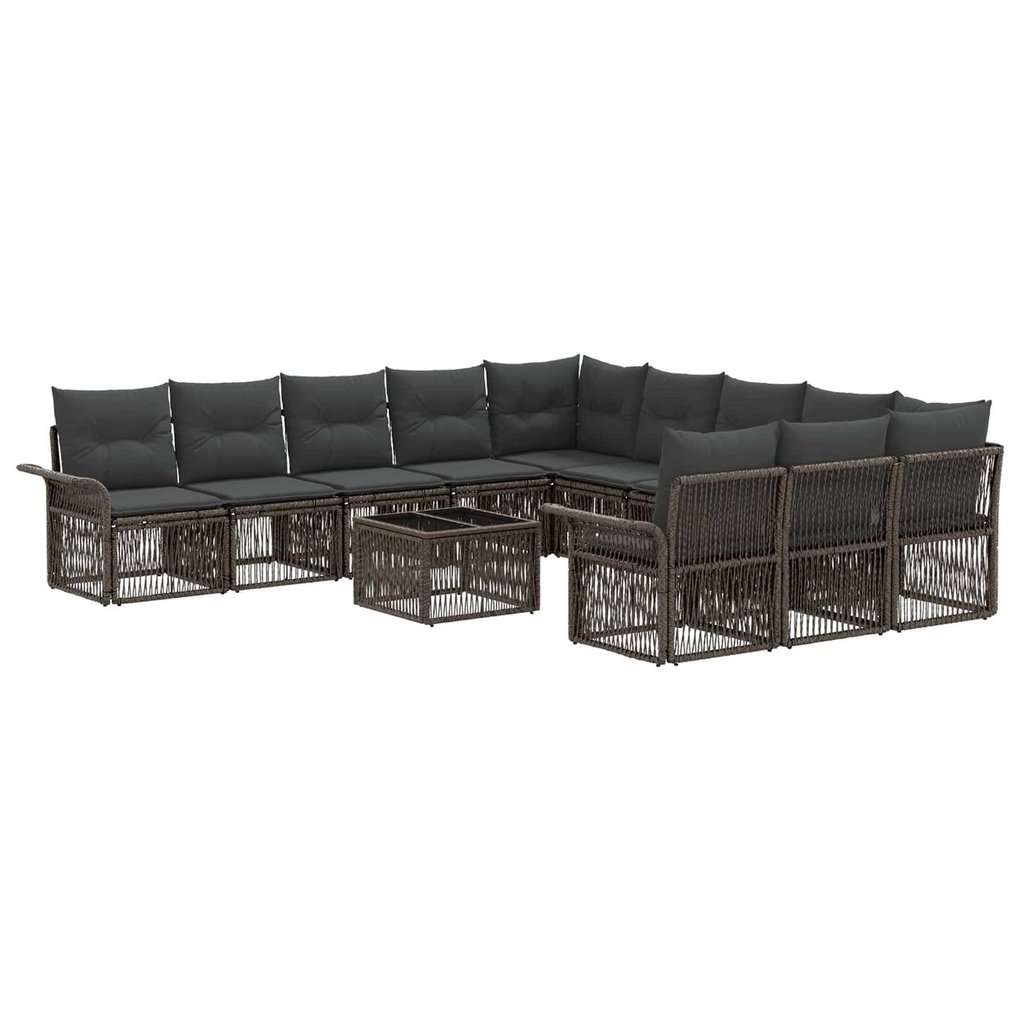 Gartensofa-set 12 stk. Grau Poly-Rattan