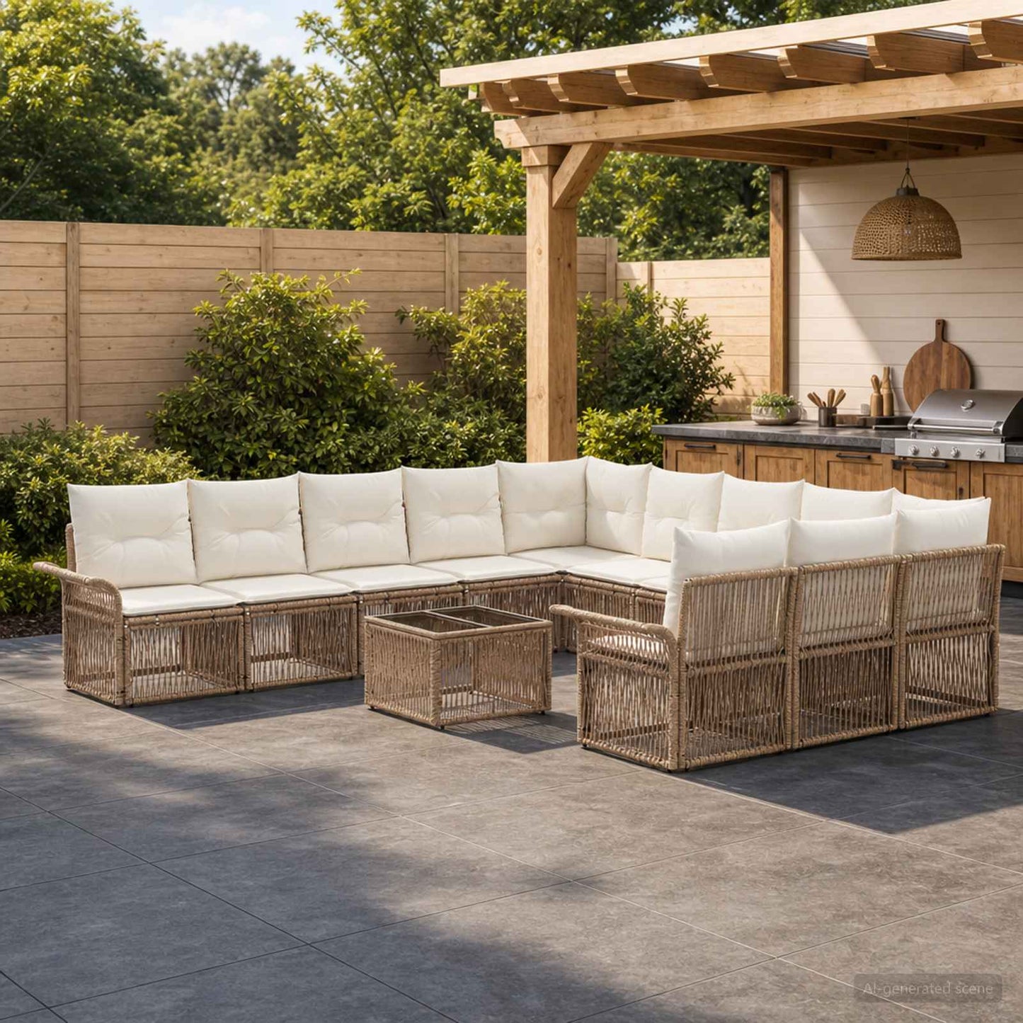 Gartensofa-set 12 pcs Beige Poly-Rattan