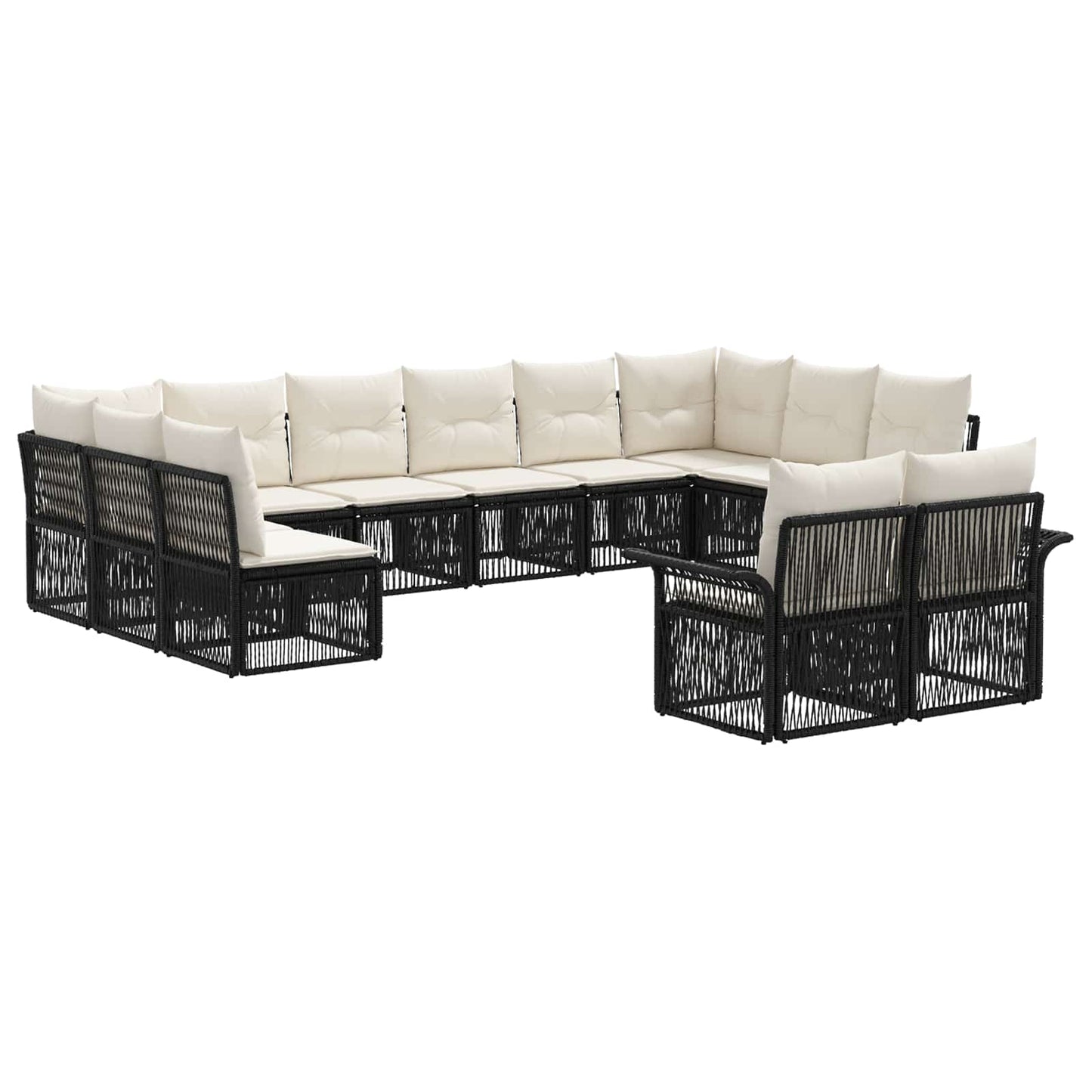 Gartensofa-set 12 pcs Schwarz Poly-Rattan