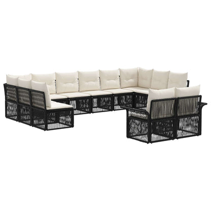 Gartensofa-set 12 stk. Schwarz Poly-Rattan