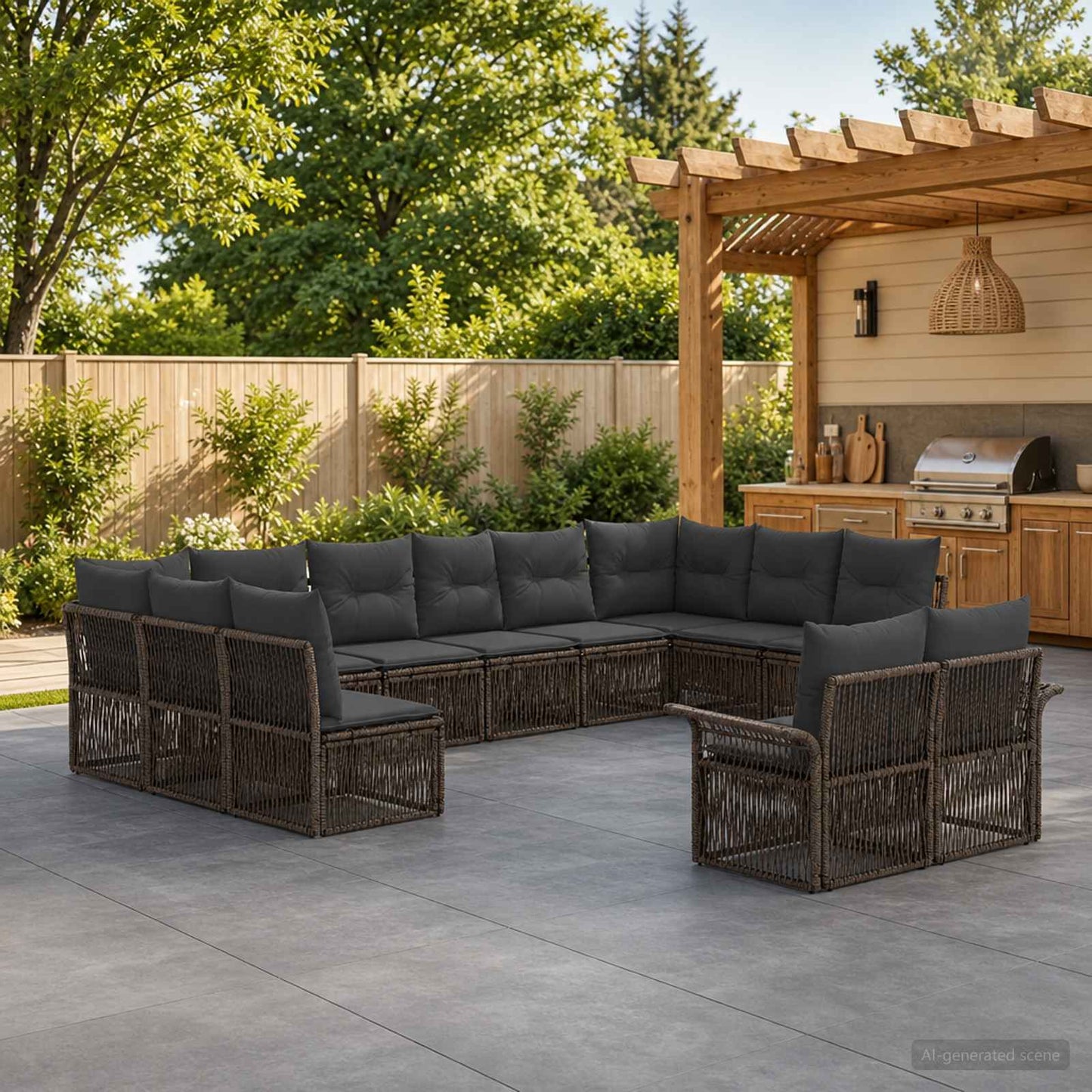 Gartensofa-set 12 stk. Grau Poly-Rattan