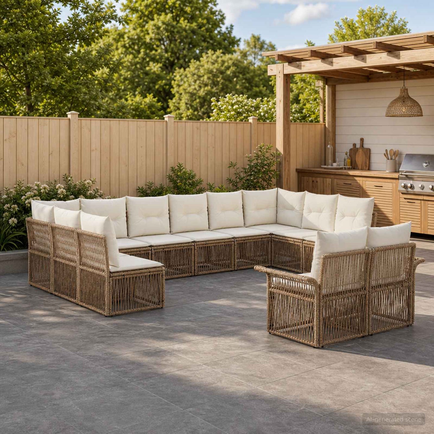 Gartensofa-set 12 pcs Beige Poly-Rattan