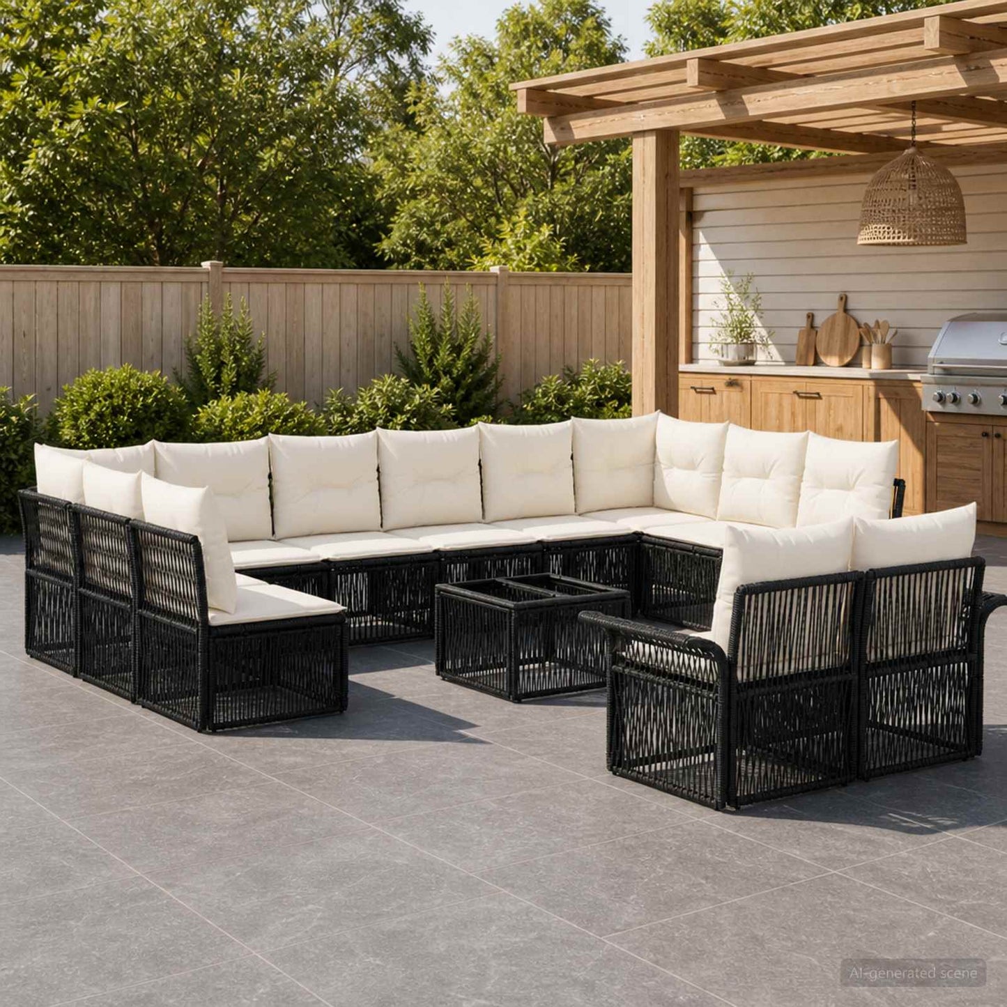 Gartensofa-set 13 pcs Schwarz Poly-Rattan