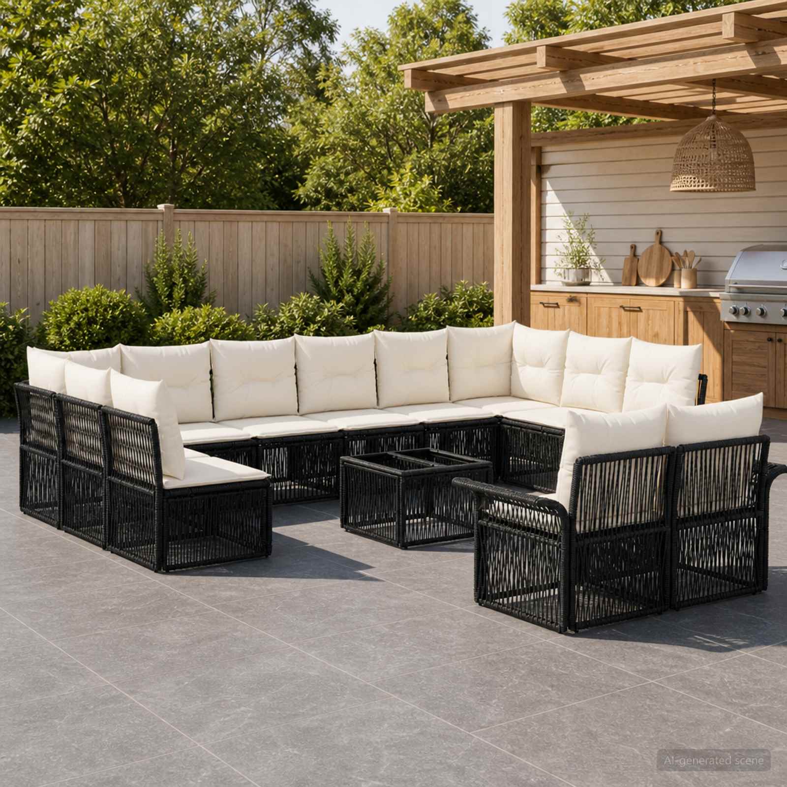 Gartensofa-set 13 pcs Schwarz Poly-Rattan