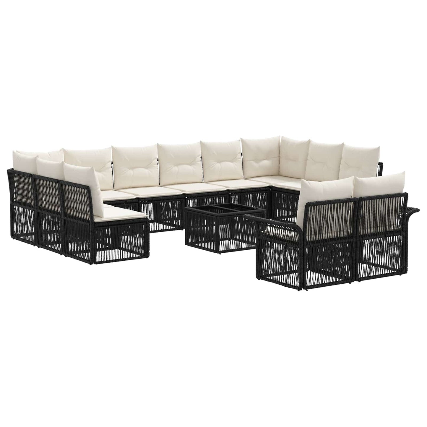 Gartensofa-set 13 pcs Schwarz Poly-Rattan