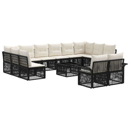 Gartensofa-set 13 stk. Schwarz Poly-Rattan