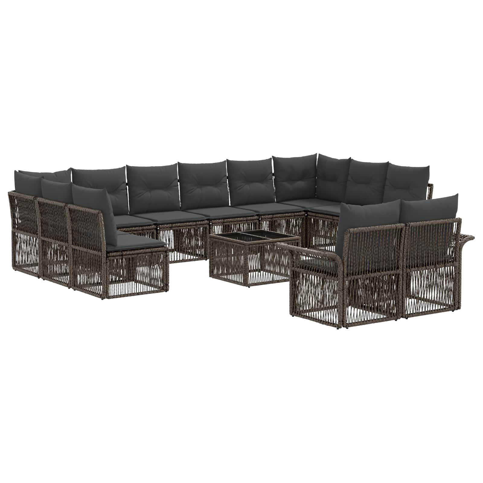 Gartensofa-set 13 stk. Grau Poly-Rattan