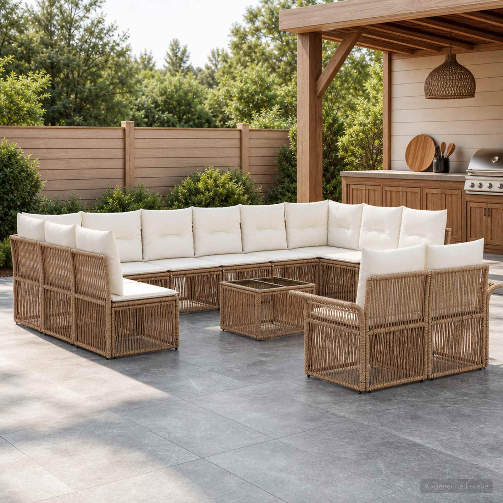Gartensofa-set 13 pcs Beige Poly-Rattan