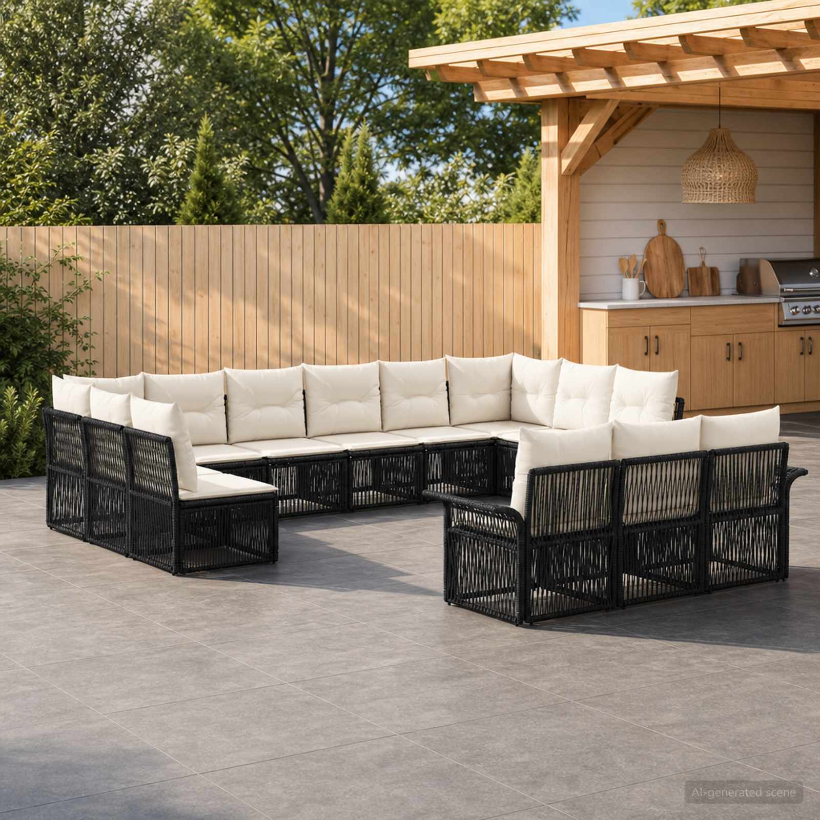 Gartensofa-set 13 pcs Schwarz Poly-Rattan