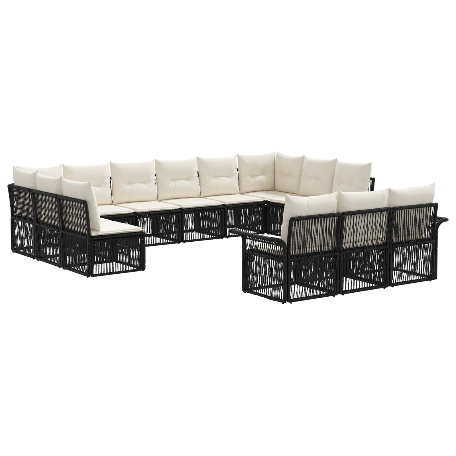 Gartensofa-set 13 pcs Schwarz Poly-Rattan