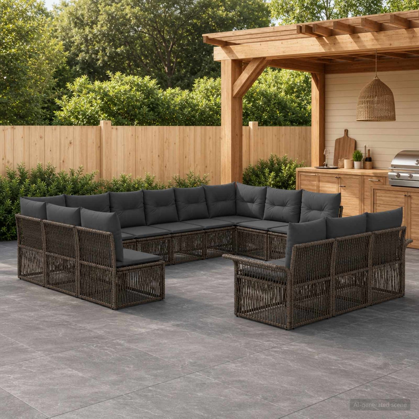 Gartensofa-set 13 stk. Grau Poly-Rattan