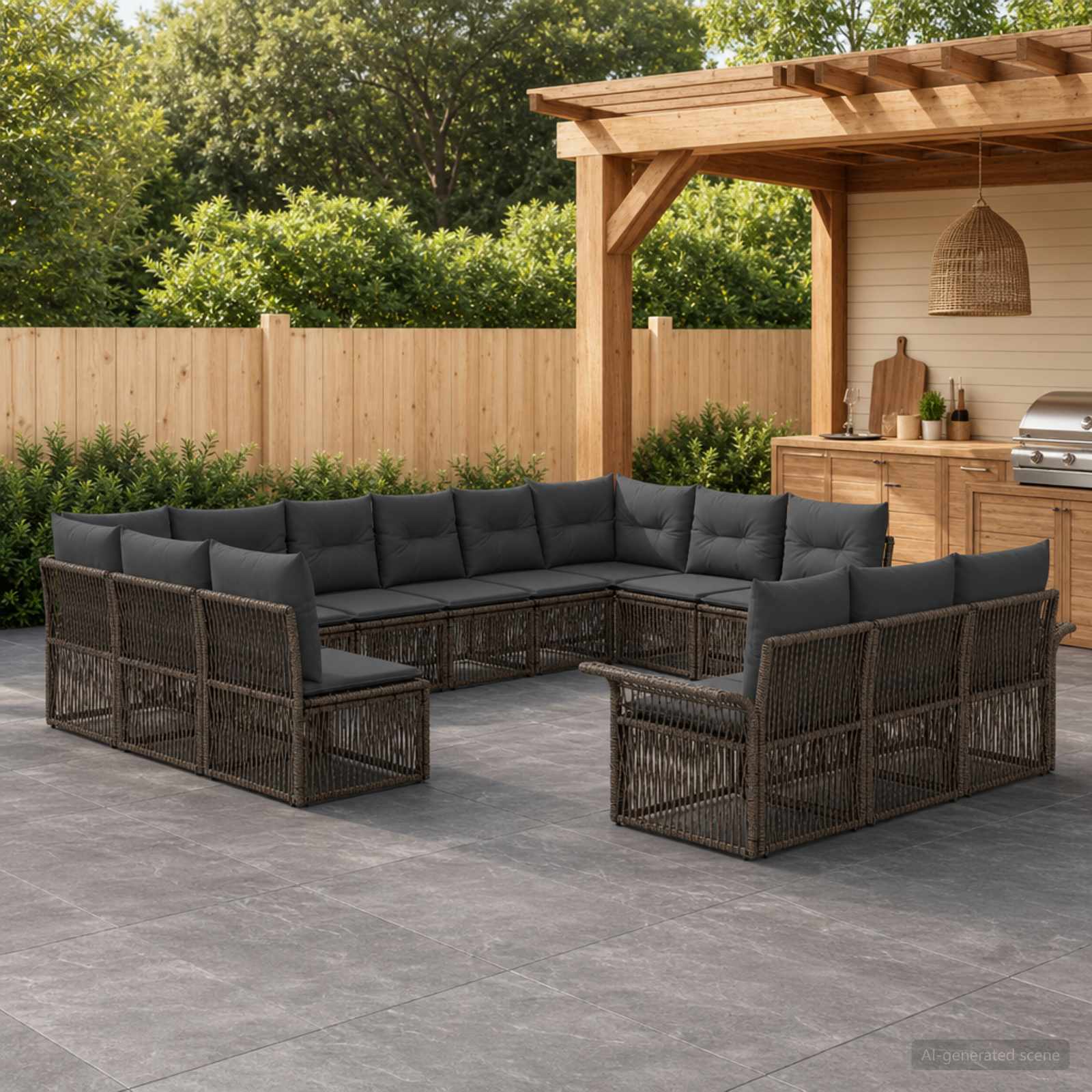 Gartensofa-set 13 stk. Grau Poly-Rattan
