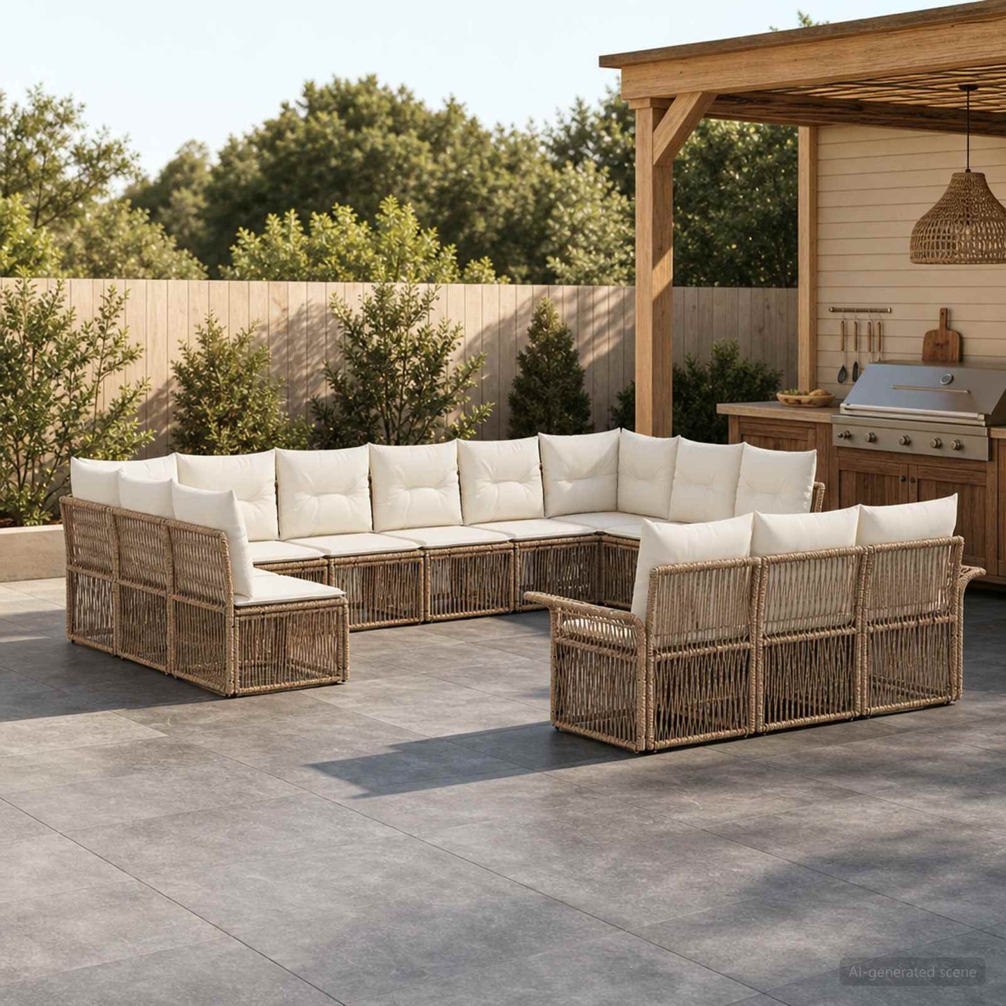 Gartensofa-set 13 pcs Beige Poly-Rattan