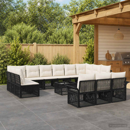 Gartensofa-set 14 stk. Schwarz Poly-Rattan
