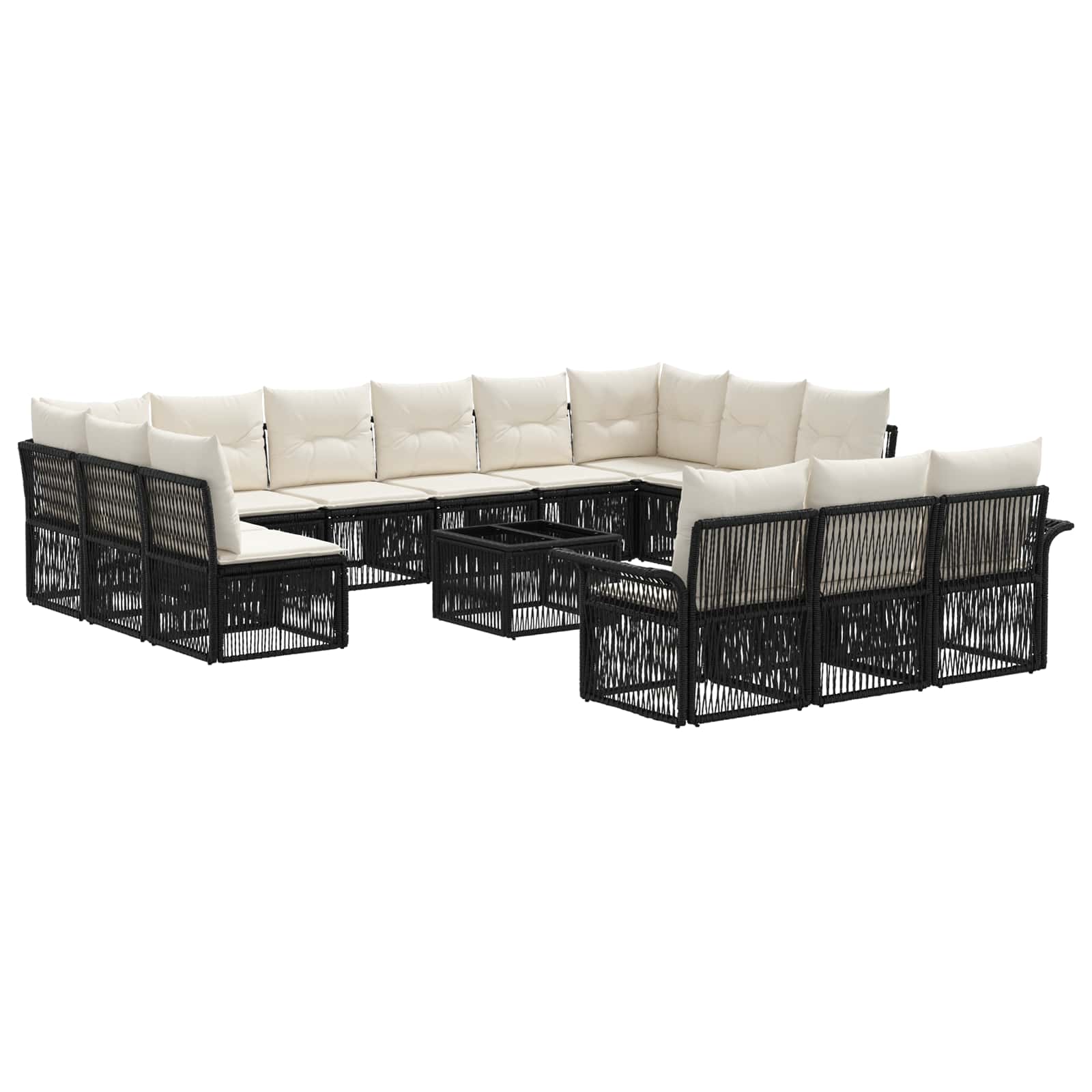 Gartensofa-set 14 pcs Schwarz Poly-Rattan